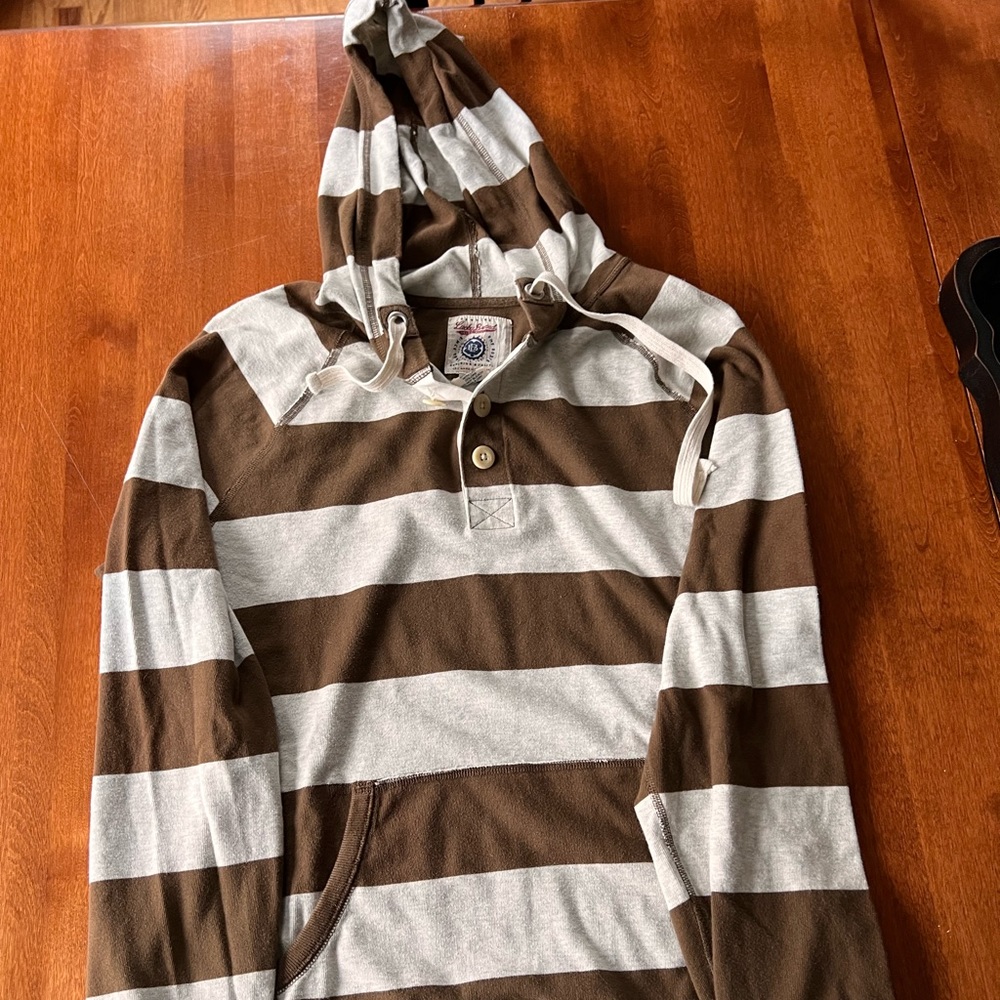 Lucky Brand Brown and Cream striped hoodie